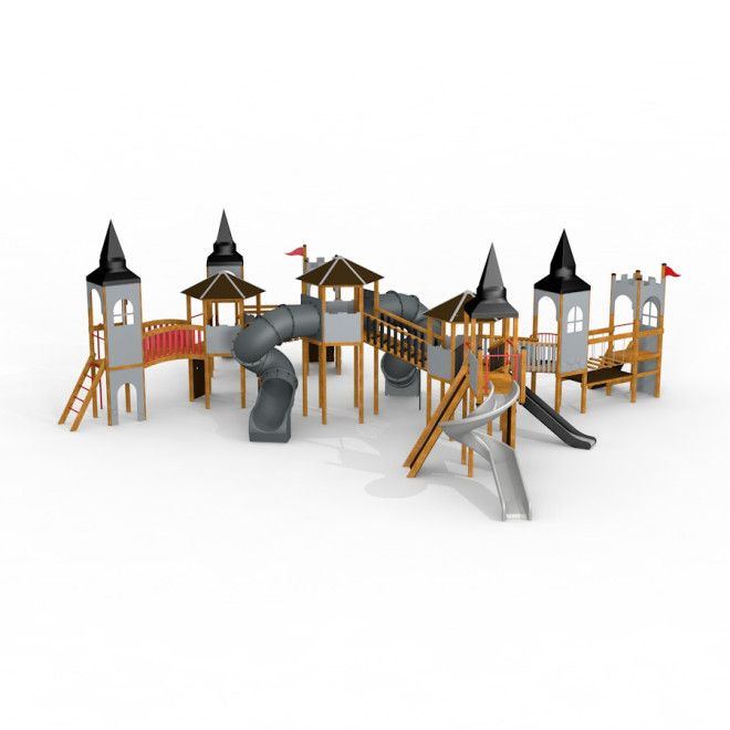Citadel castle with slide attrezzatura da parco giochi con più torri e scivoli