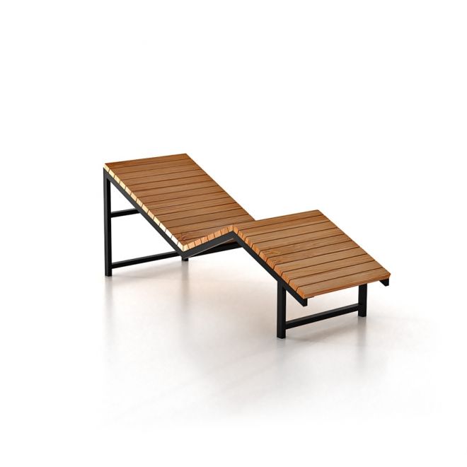 Saint-Tropez Deck Chair con doghe in legno e struttura in metallo nero
