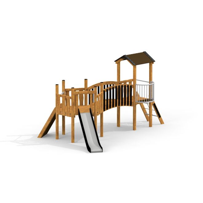 Scivolo in legno per parco giochi Hexagon Modern Nature single slide