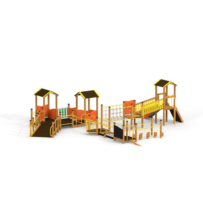 Attrezzatura da parco giochi Beta con più scivoli e strutture per arrampicarsi