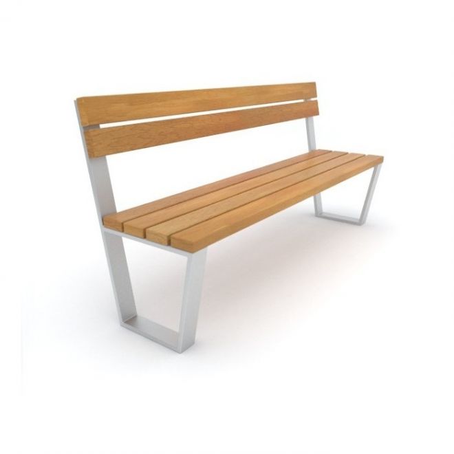 Ryga Bench w/ Backrest realizzato in legno e metallo