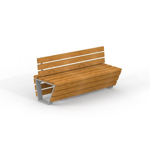 Moderna panchina da esterno in legno con schienale, Ryga Deco Bench w/ Backrest.