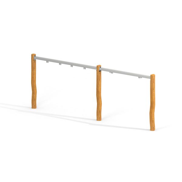 Nature Swing Frame 1(BNS) +2 (multiple swing) con pali in legno e trave in metallo.