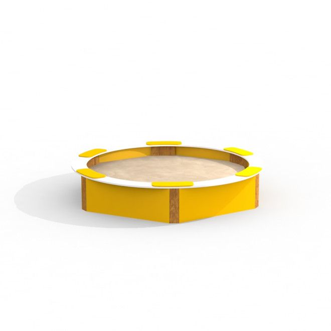 HPL Sandbox con sedili gialli per il parco giochi per bambini