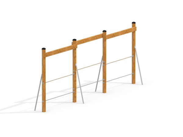 Attrezzatura fitness all'aperto Rope Bar con telai in legno.