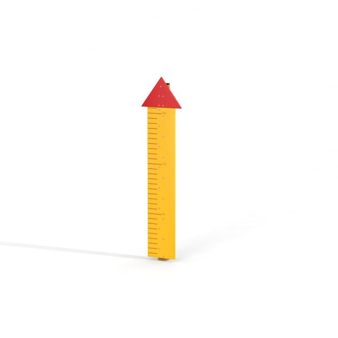 Attrezzatura da gioco Height Chart con tetto rosso e scala di misurazione gialla