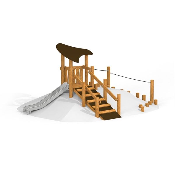 Struttura da gioco in legno con scivolo e scale per arrampicata Hekla.