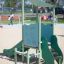 Mars playhouse with slide in un parco giochi.