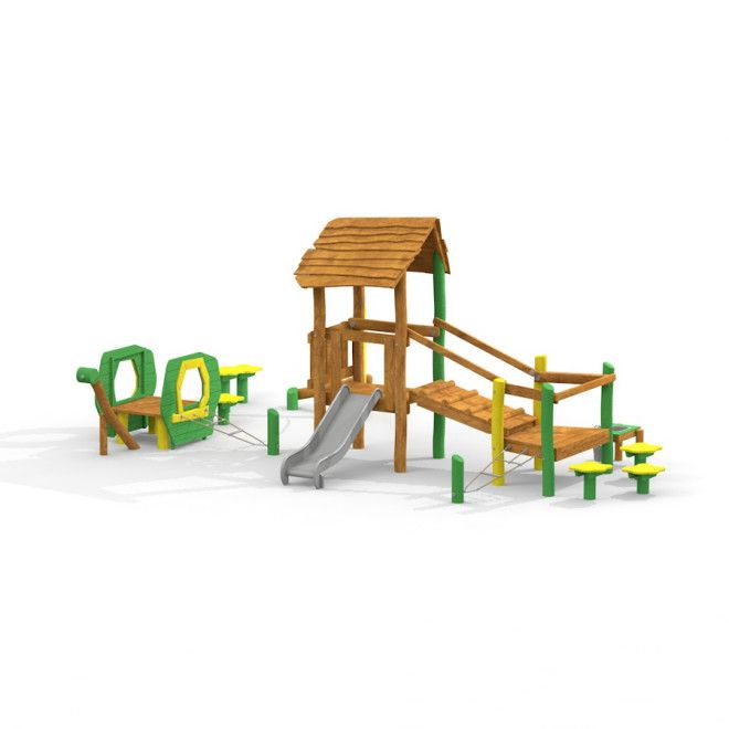 Aliceâ€™s house struttura da gioco in legno con scivolo ed elementi di arrampicata