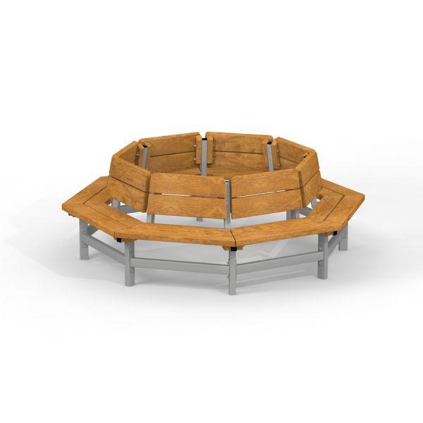 Panca in legno attorno all'albero in forma ottagonale