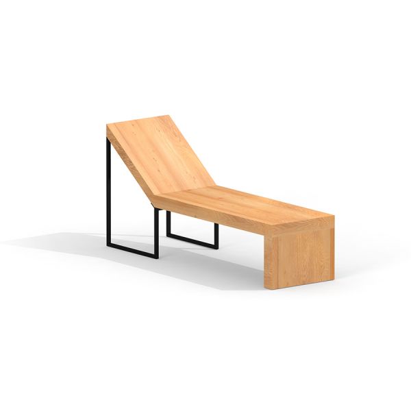 Moderno Thor deckchair in legno con struttura in metallo nero