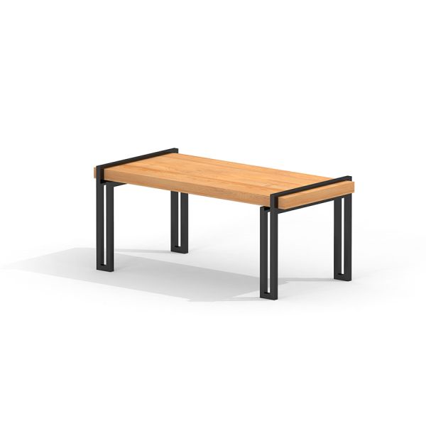 Thor table, tavolo moderno in legno con gambe in metallo nero.