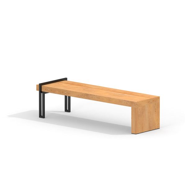 Moderno Thor long bench in legno con gambe in metallo.
