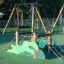 Attrezzatura da parco giochi Trapezoid with Dragon Claws con corde per arrampicata e design a drago verde