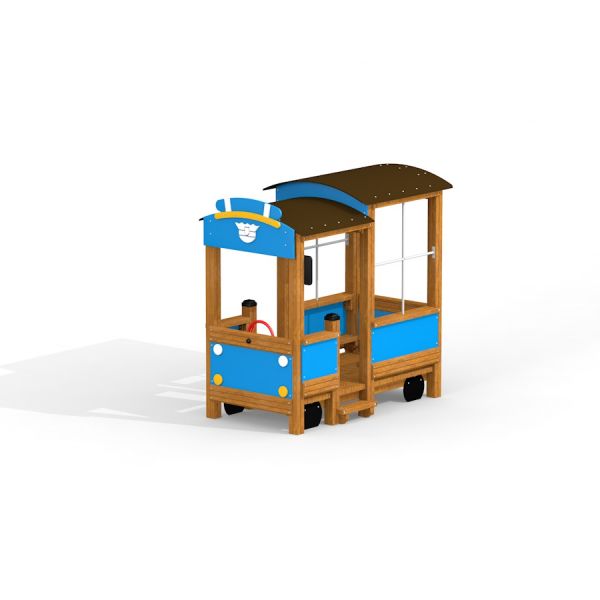 Struttura da gioco in legno Police truck con accenti blu.