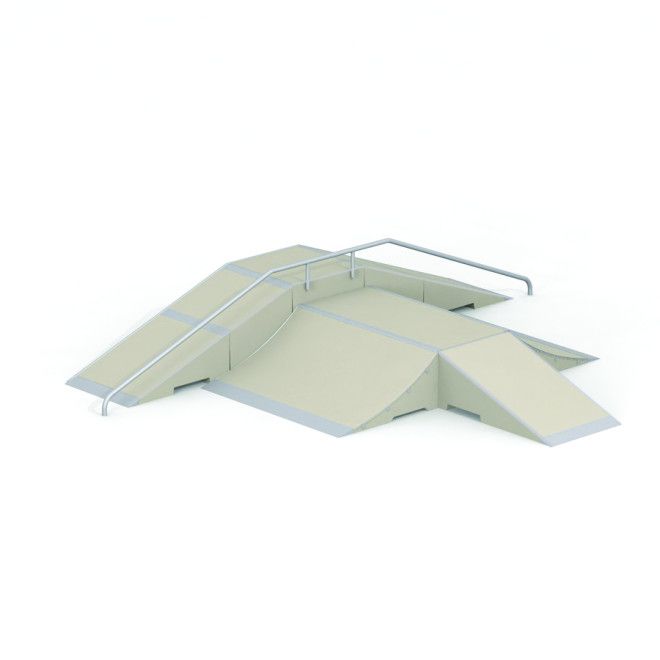 Rampa da skatepark Fun Box 7 con ringhiere metalliche per sport all'aperto