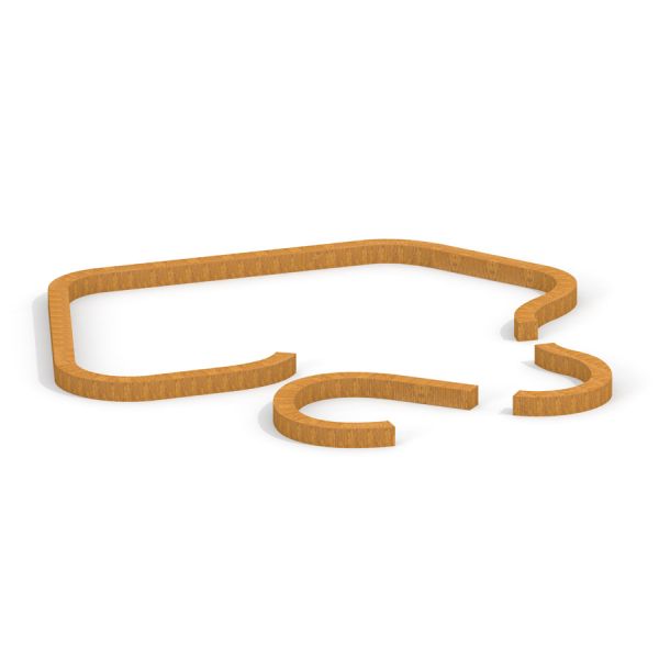 Componenti Multiarena Wooden in varie forme su sfondo bianco.