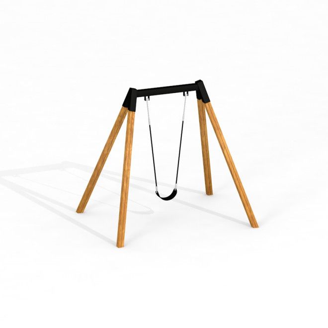 Altalena singola con struttura in legno, Flexi Seat Single Swing.