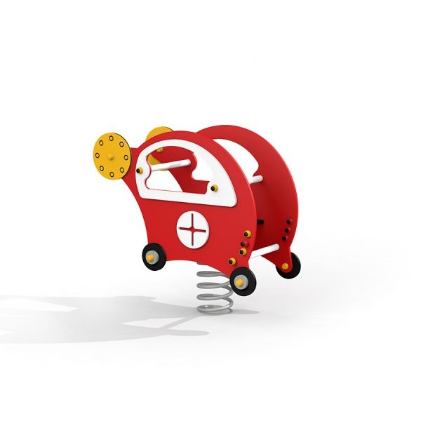 Gioco a molla rosso e bianco 'Copter rocking' per bambini.