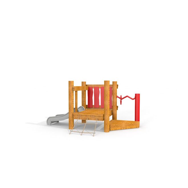Struttura da gioco in legno Bridge Deck con scivolo e elementi di arrampicata
