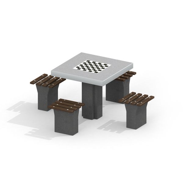 Tavolo Chess con quattro sedute a panca.