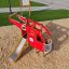 Struttura da gioco rossa Helicopter con scivolo sulla sabbia.