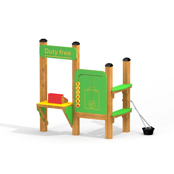 Struttura da parco giochi per bambini con tema Duty free shop.