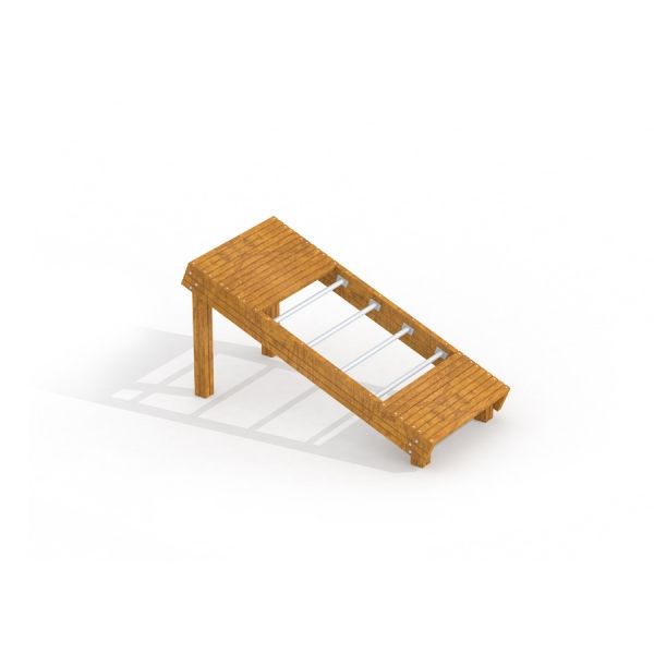 Roman bench (back muscles) in struttura in legno per allenamenti all'aperto.