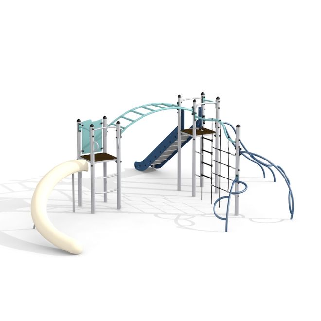 Attrezzature per parco giochi Orion steel structure con scivolo e strutture da arrampicata.
