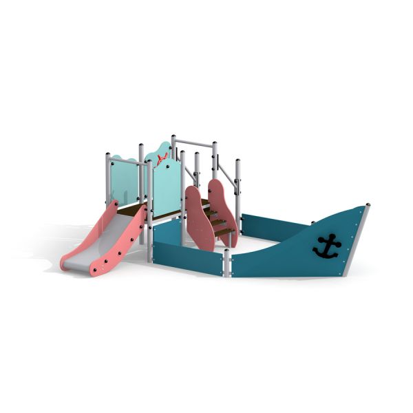 Set per parco giochi Wonderland Small Ship Sandbox con scivolo e scale da arrampicata