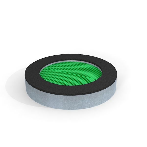 Round trampoline (150 cm) con superficie di salto verde.
