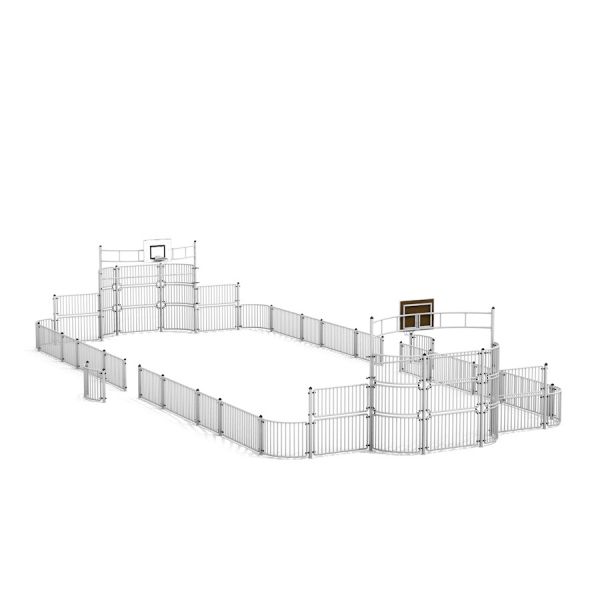 Arena sportiva all'aperto Sport Arena 9x20 m con recinzione e due canestri da basket.