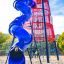 Attrezzature da parco giochi colorate con Bise climbing net e scivolo a spirale blu