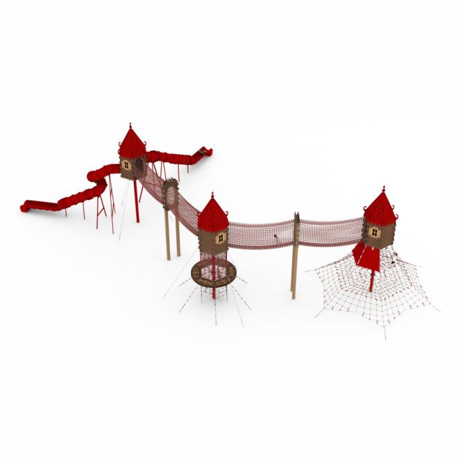 Solano climbing net attrezzatura da gioco con torri e reti da arrampicata rosse