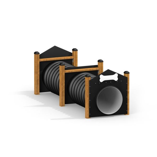 Agility Tunnel per l'addestramento dei cani - nero con struttura in legno.