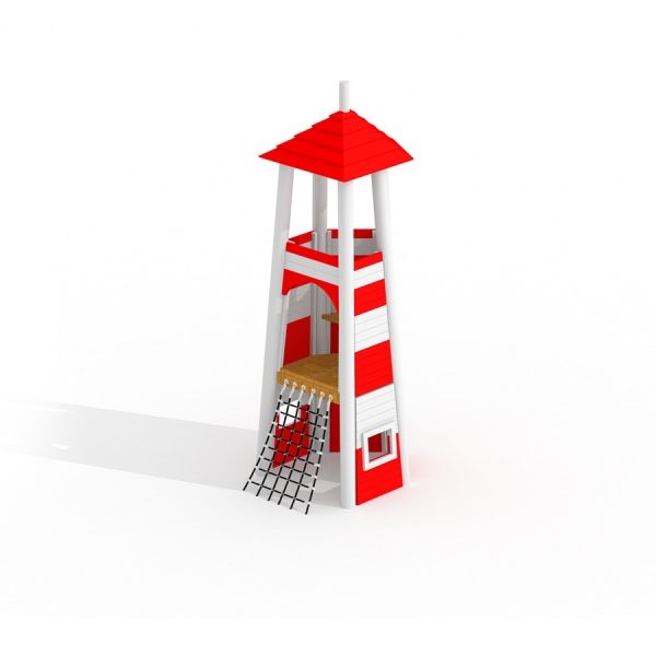 Casetta da gioco singola Lighthouse con rete da arrampicata