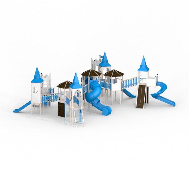 Winter Citadel castle with slide attrezzatura da parco giochi con scivoli blu e torri
