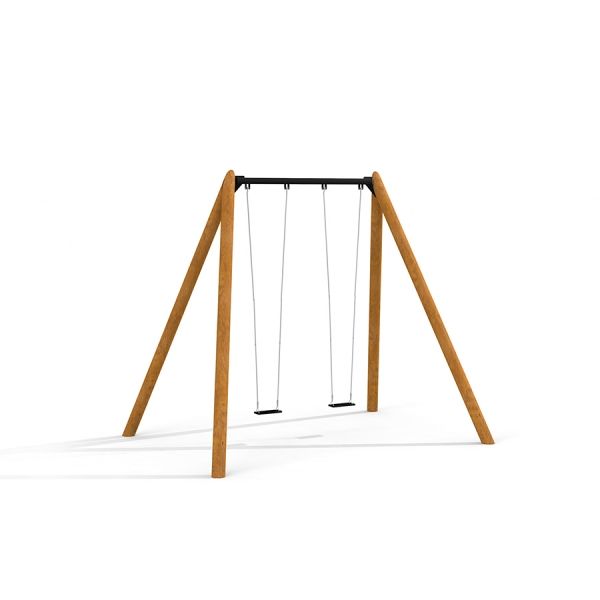 Struttura a doppia altalena in legno Nature Double Swing 5m per parchi giochi.