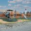 Khumbu castle with slide struttura in legno per parco giochi in un'area del parco all'aperto