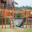 Khumbu castle with slide struttura in legno per parco giochi con corde da arrampicata e scivolo
