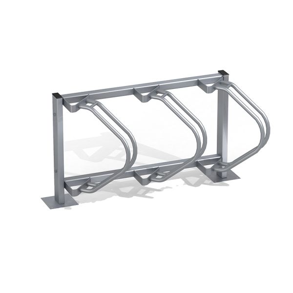 Robusto Bike Stand 3 in metallo per un parcheggio sicuro delle biciclette.