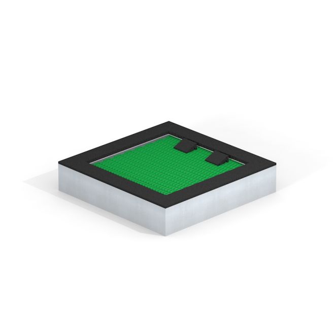 Wheelchair Accessible Square Trampoline 150x150 con tappeto elastico verde.