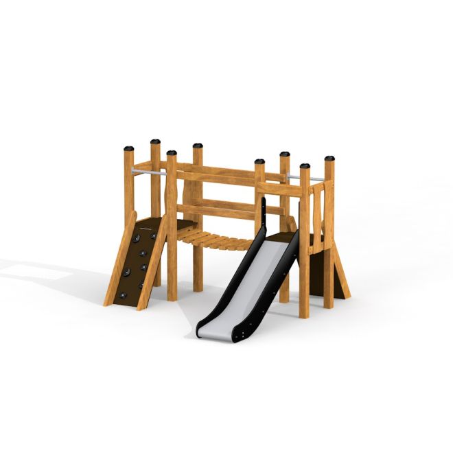 Set da gioco in legno Mini Play Modern Nature con scivolo e parete da arrampicata