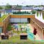Picnic Shelter w/ Blackboard struttura da gioco all'aperto per bambini con panche in legno e tetto