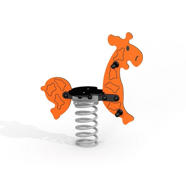 Animale arancione Giraffe rocking per parco giochi con base a molla in metallo.