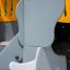 Elephant playhouse with slide, design grigio e giallo