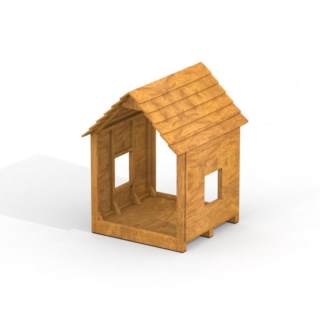 Nature lodging casetta da gioco in legno per parco giochi con pareti e finestre aperte