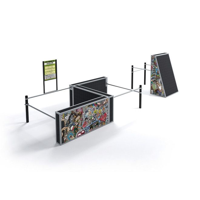 Medium parkour set I attrezzatura da gioco con pannelli graffiti e barre per arrampicata