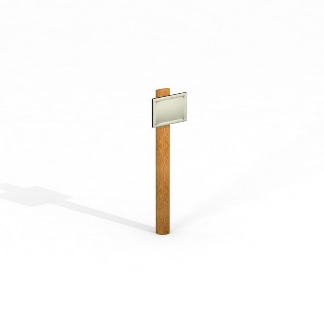 Information board Nature, palo in legno con display informativo.