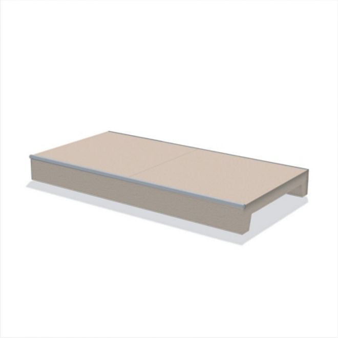 Una piattaforma rettangolare in legno, Walk Box, per parchi giochi.